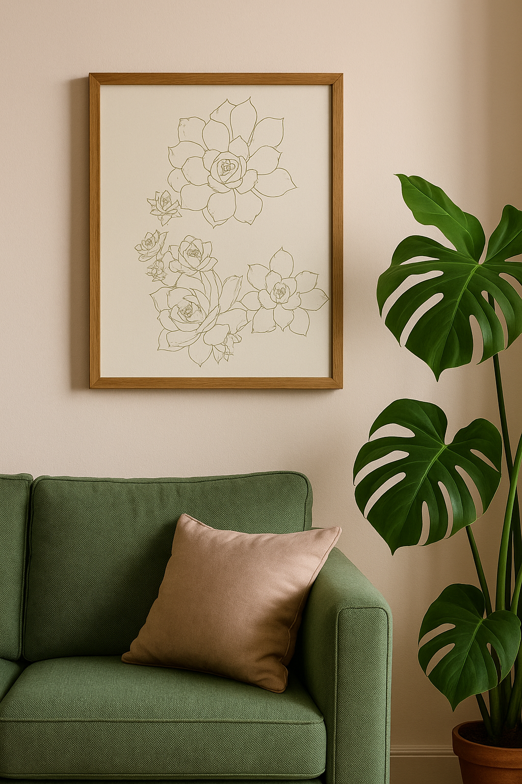 Succulent Line Art Print A3